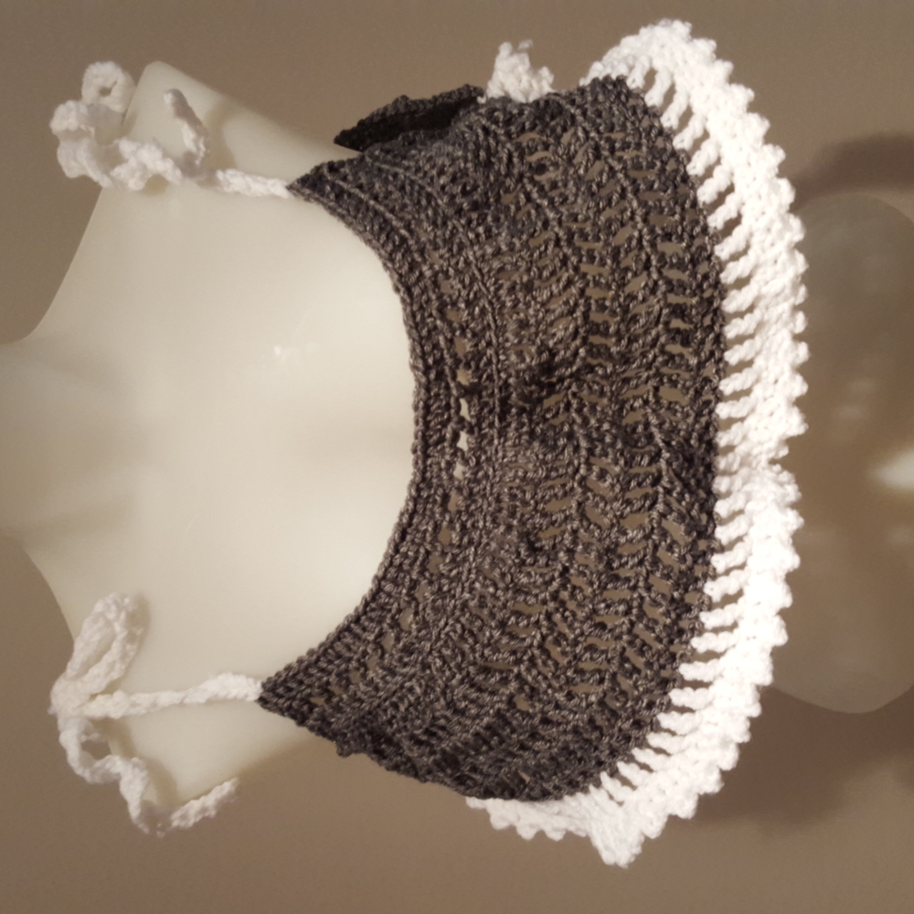 New WOT cropped top, swim cover up, S,M,L, handmade crochet grey white